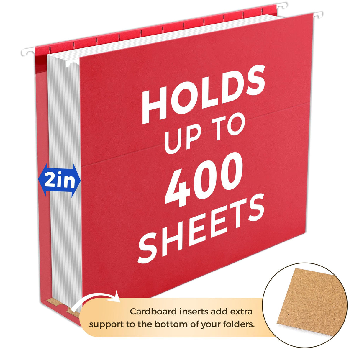 SUNEE Hanging File Folders Extra Capacity Assorted Colors, 25 Pack Letter Size File Folders with 1/5-cut Tabs, Heavy Duty 2 Inch Expansion, Stay Organized for Your Home and Office Bulk File