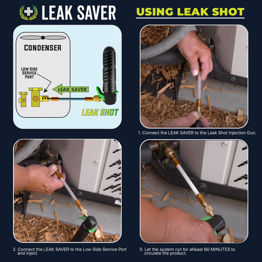 Leak Saver Direct Inject Small System with UV Dye - Refrigerant Leak Sealer - Detects Large Leaks - Ideal for Most Small Home Appliances and HVAC Systems up to 1 Ton - Proudly Made in The USA