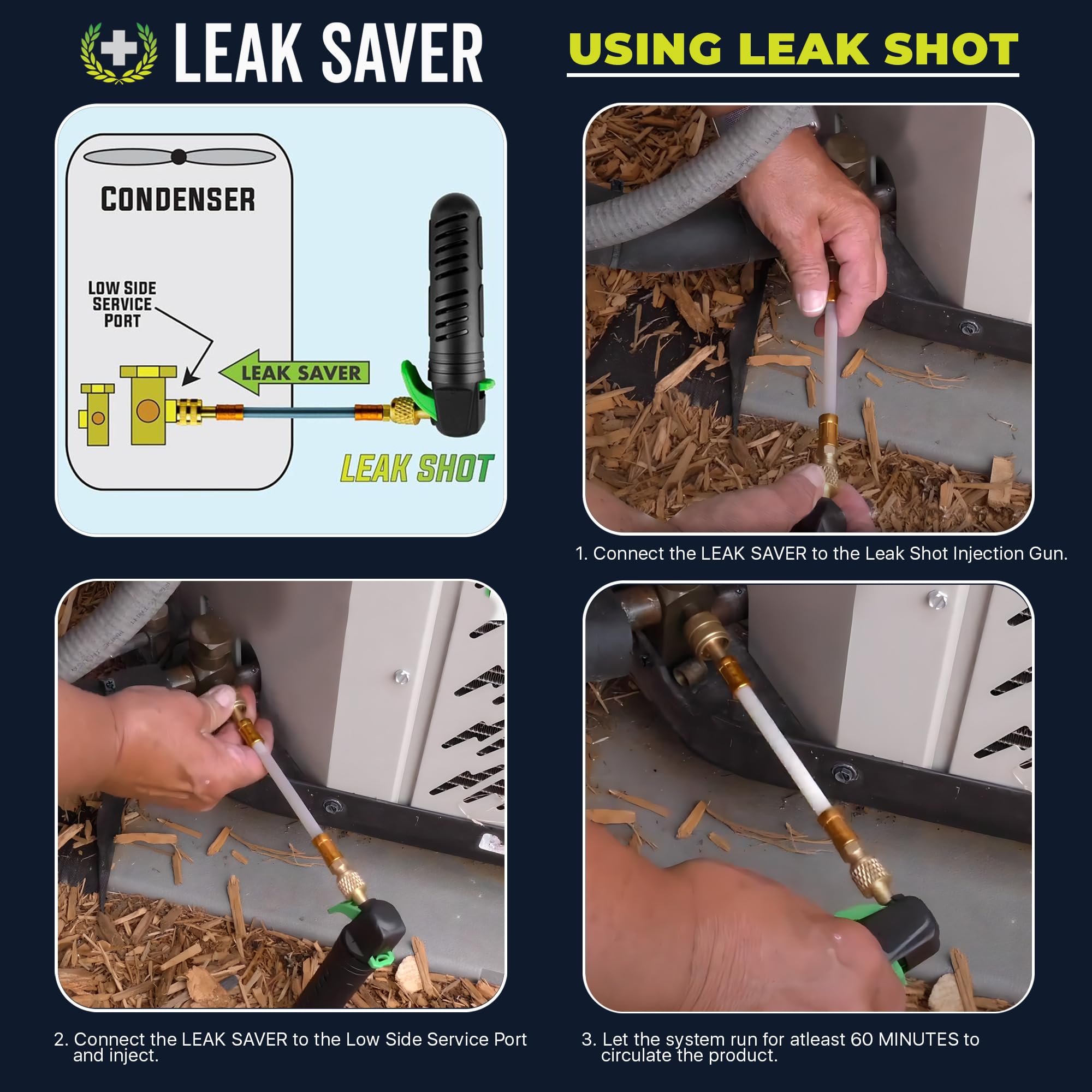 Leak Saver Direct Inject Small System with UV Dye - Refrigerant Leak Sealer - Detects Large Leaks - Ideal for Most Small Home Appliances and HVAC Systems up to 1 Ton - Proudly Made in The USA