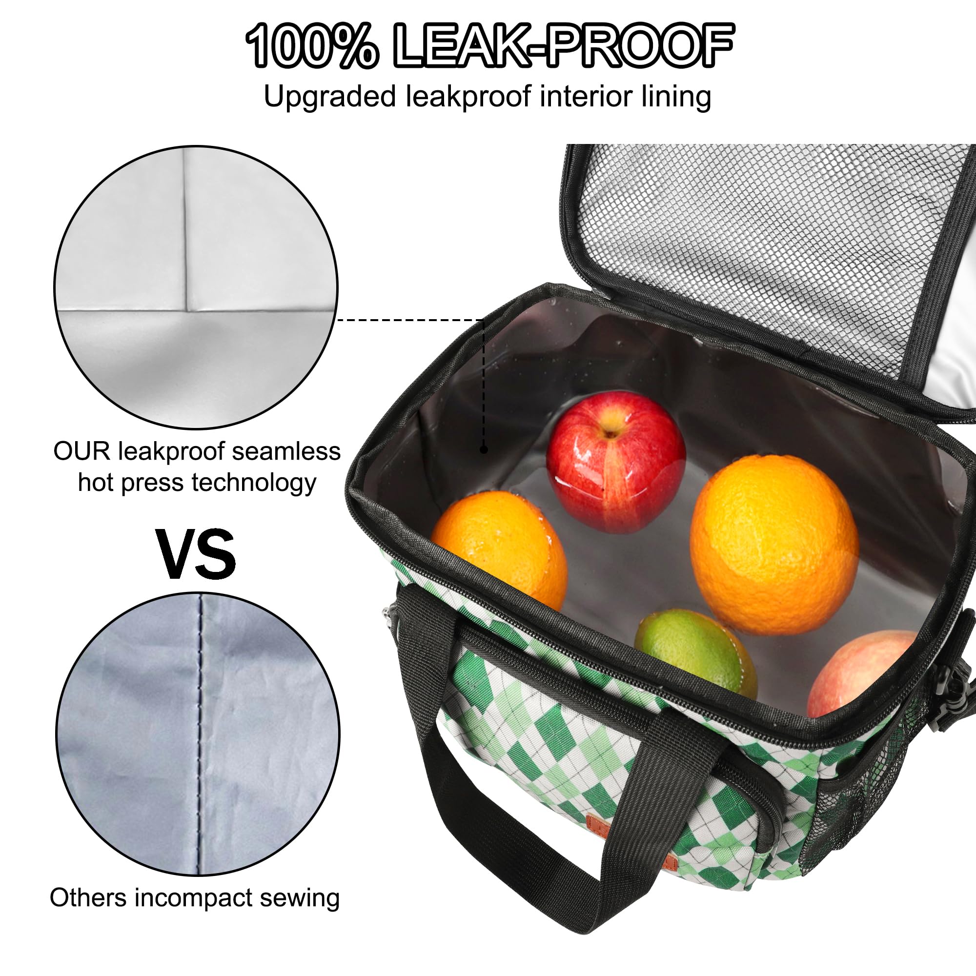 Femuar Lunch Bags for Women/Men, Insulated Lunch Bag for Work Office Picnic - Large Lunch Cooler Bag Leakproof Lunch Box with Adjustable Shoulder Strap for Adults - Grey (15L)