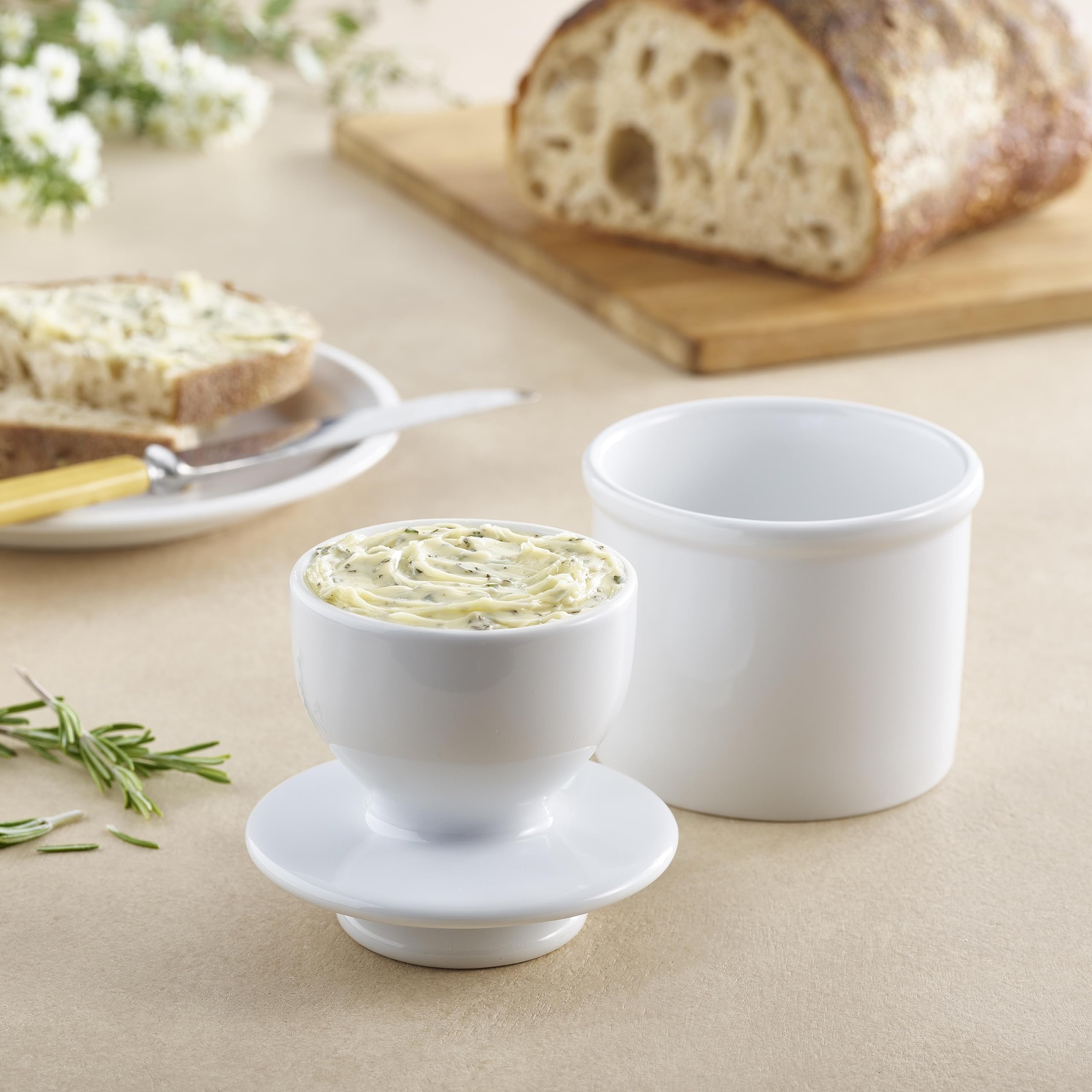 Butter Bell - The Original Butter Bell Crock by L. Tremain, a Countertop French Ceramic Butter Dish Keeper for Spreadable Butter, French Ceramic Butter Dish Keeper, Specialty (Ivory Matte)