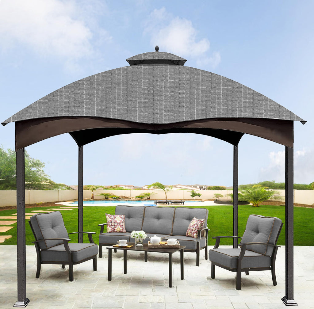 SCOCANOPY Replacement Top Compatible with The Lowe's Gazebo Model #GF-12S004B-1 / GF-12S004BTO (Grey Ripstop)