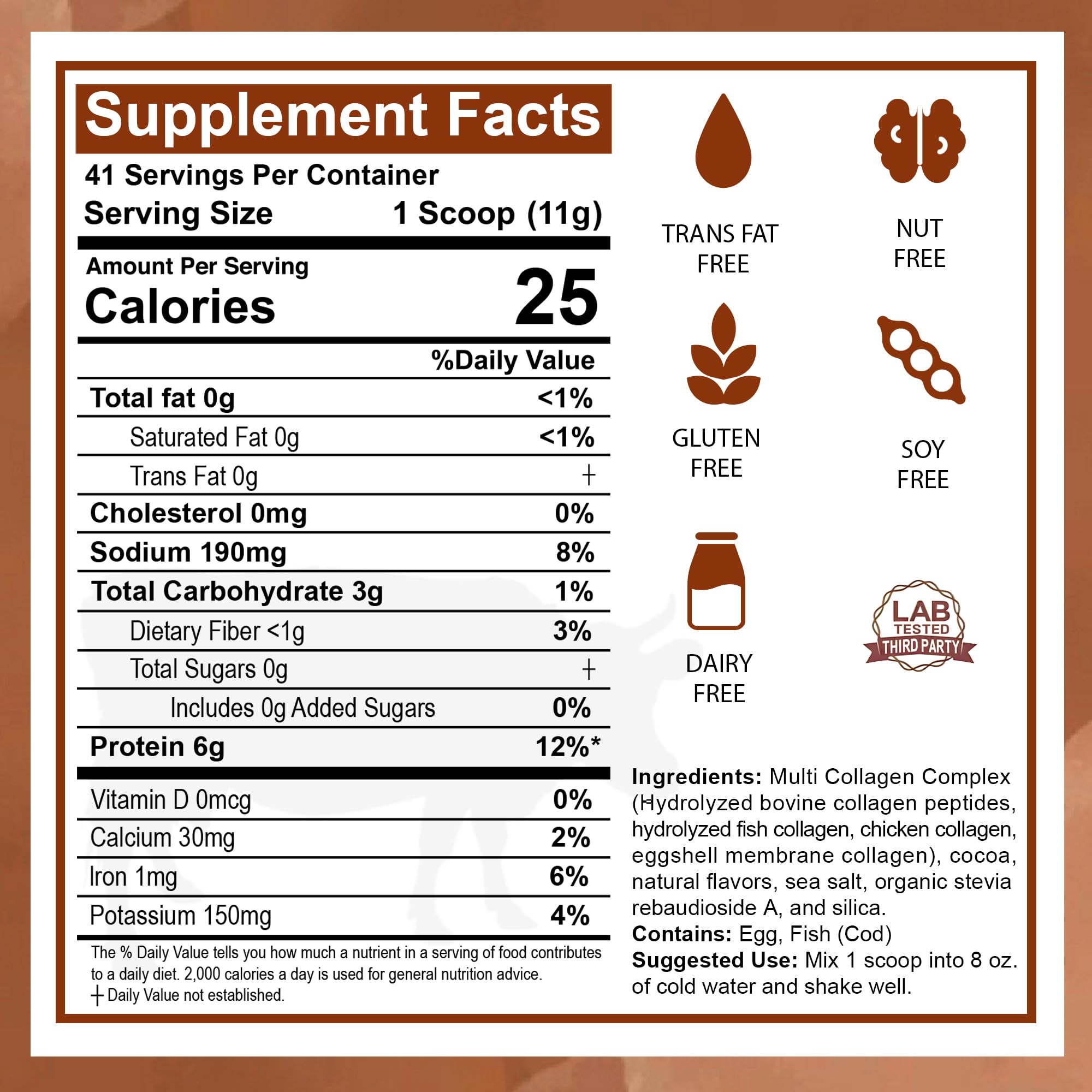Zammex Multi Collagen Protein Powder, Type I & III & V & X, Hydrolyzed Collagen Peptides for Women & Men, Supports Hair and Skin, Gut Health, 41 Servings, Chocolate