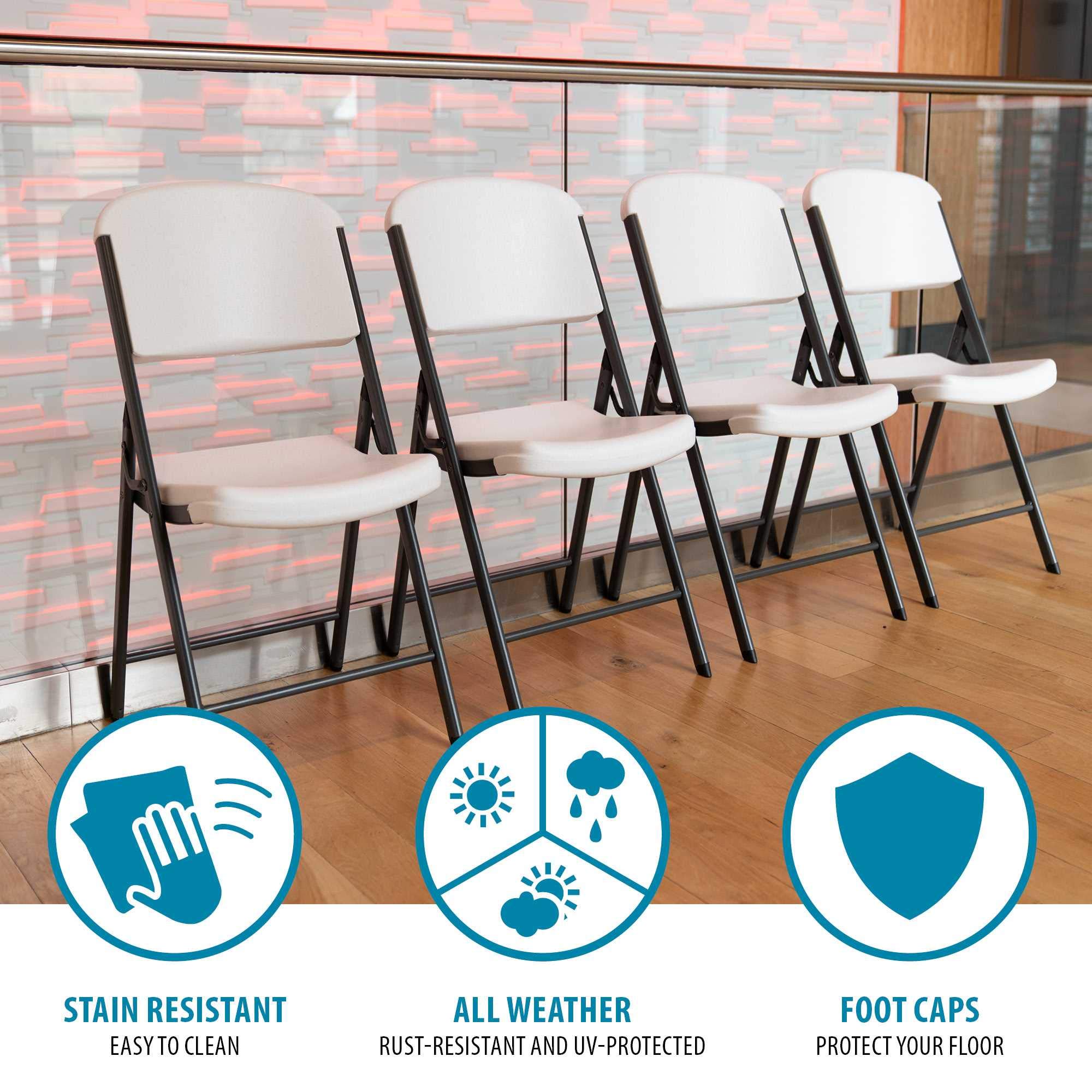 LIFETIME 42803 Commercial Grade Folding Chairs, 4 Pack, Almond