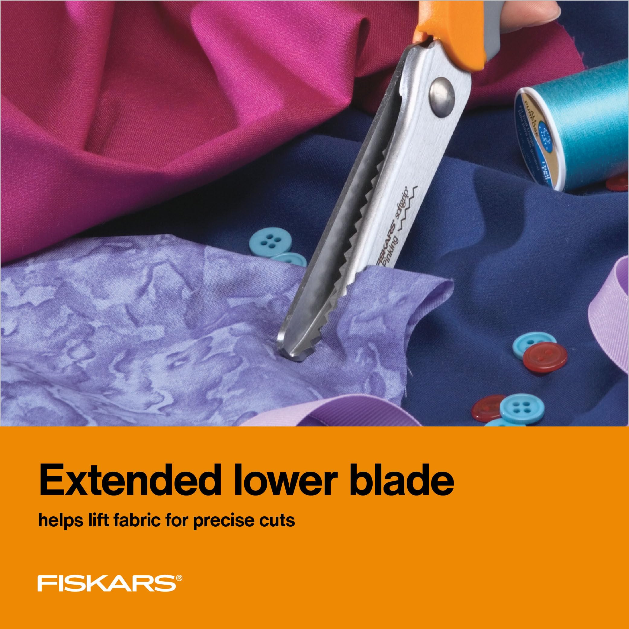Fiskars 8" Original Orange-Handled Stainless Steel Scissors, Ergonomic and Keeps Material Flat, Sharp All-Purpose Paper and Fabric Scissors for Office, Arts, and Crafts