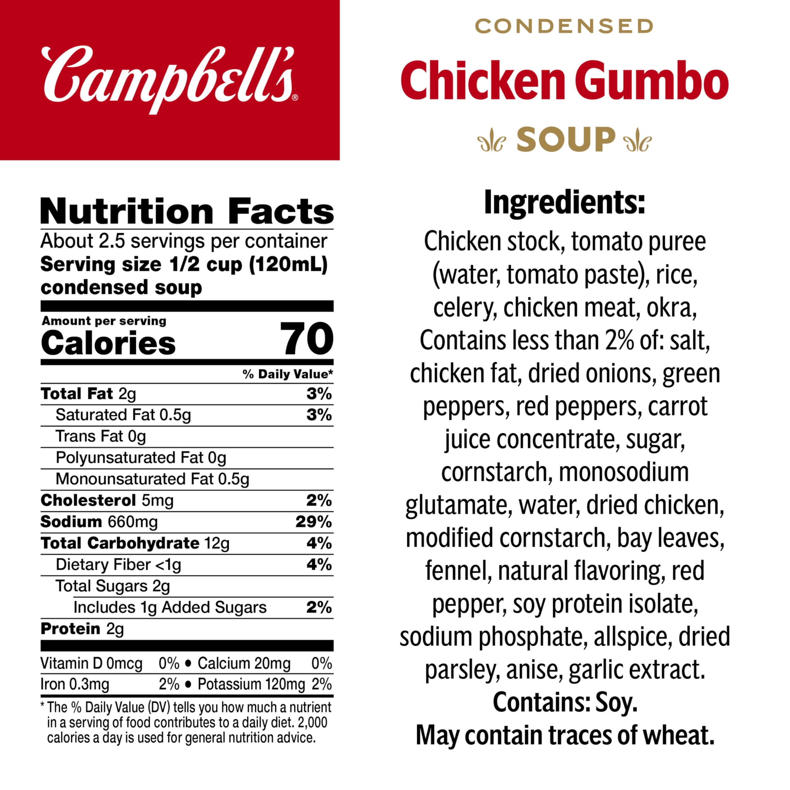 Campbell's Condensed Chicken Gumbo Soup, 10.5 Ounce Can