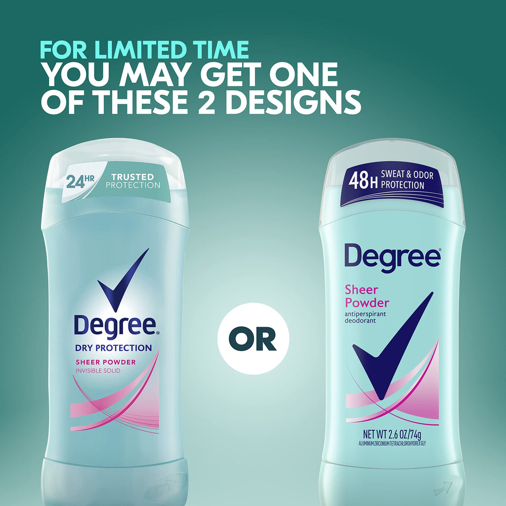 Degree Original Antiperspirant Deodorant Sheer Powder Pack of 6 48-Hour Sweat & Odor Protection Antiperspirant for Women 2.6 oz