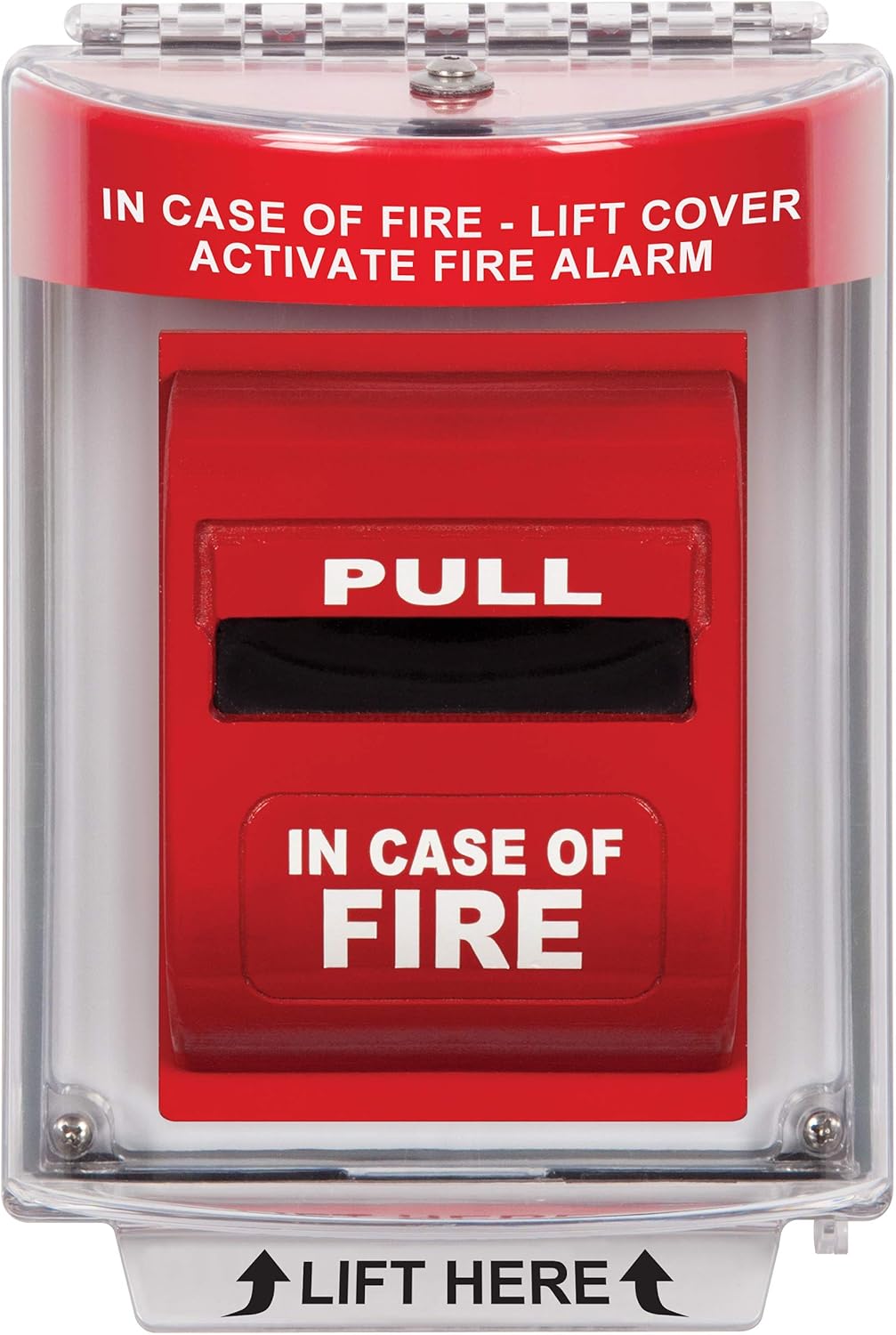 Safety Technology International, Inc. STI-13010FR Universal Stopper®, Flush Mount and Fire label, Indoor/Outdoor Protective Polycarbonate Cover for Pull Stations or Call Points, Red
