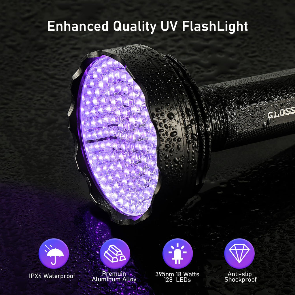 GLOSSDAY Blacklight Flashlight 68 LED UV Flash Light,Ultraviolet Flashlight Black Light Professional Pet Urine Detector for Dog/Cat Urine,Pet Stains,Hunting Scorpions