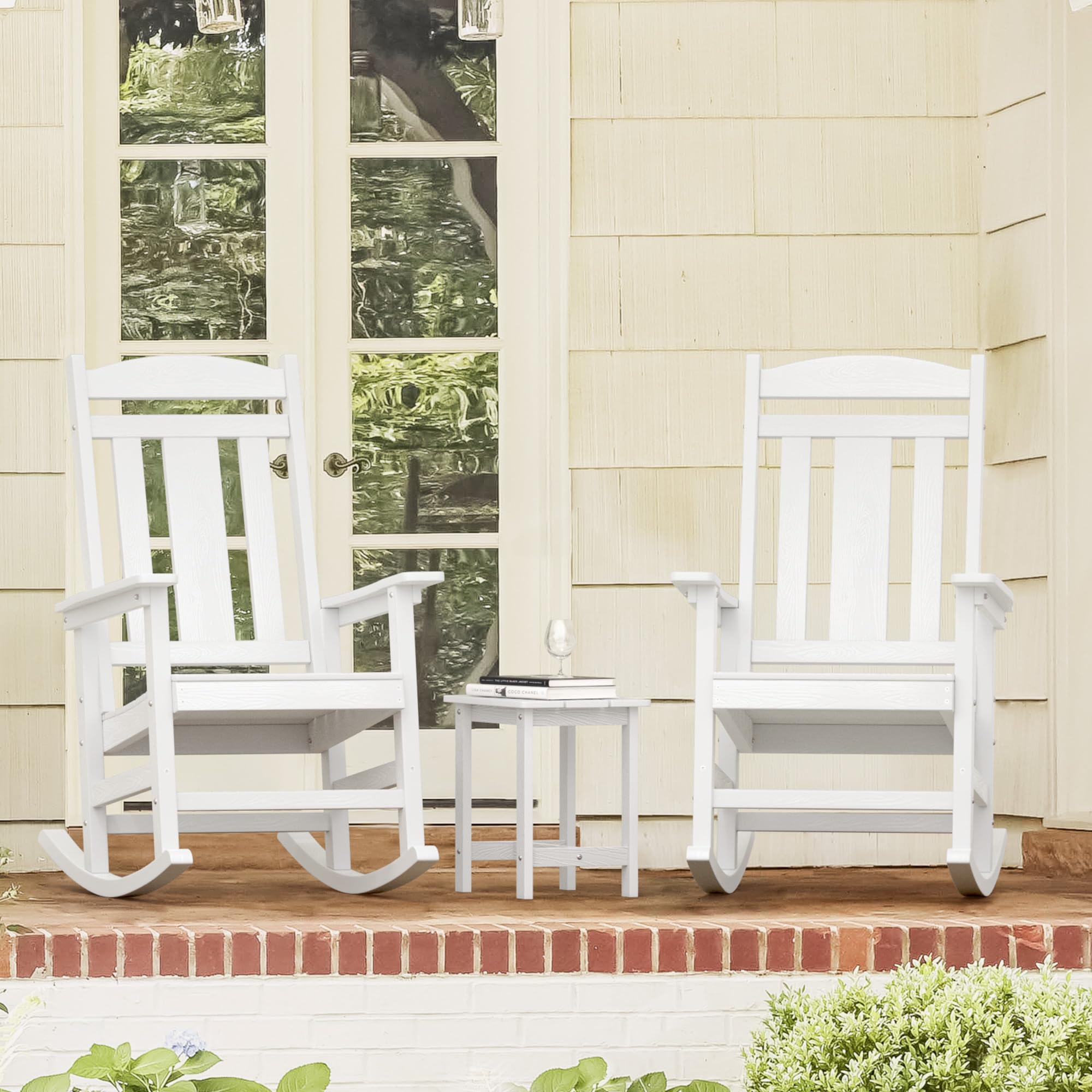 LUE BONA Rocking Chair Outdoor, Weather Resistant HDPS Plastic Rocker Chairs, 350lb Heavy Duty, Oversized Porch Rocker for Adult, High Back Smooth Rocking Chairs for Outdoor & Indoor, Aruba Blue
