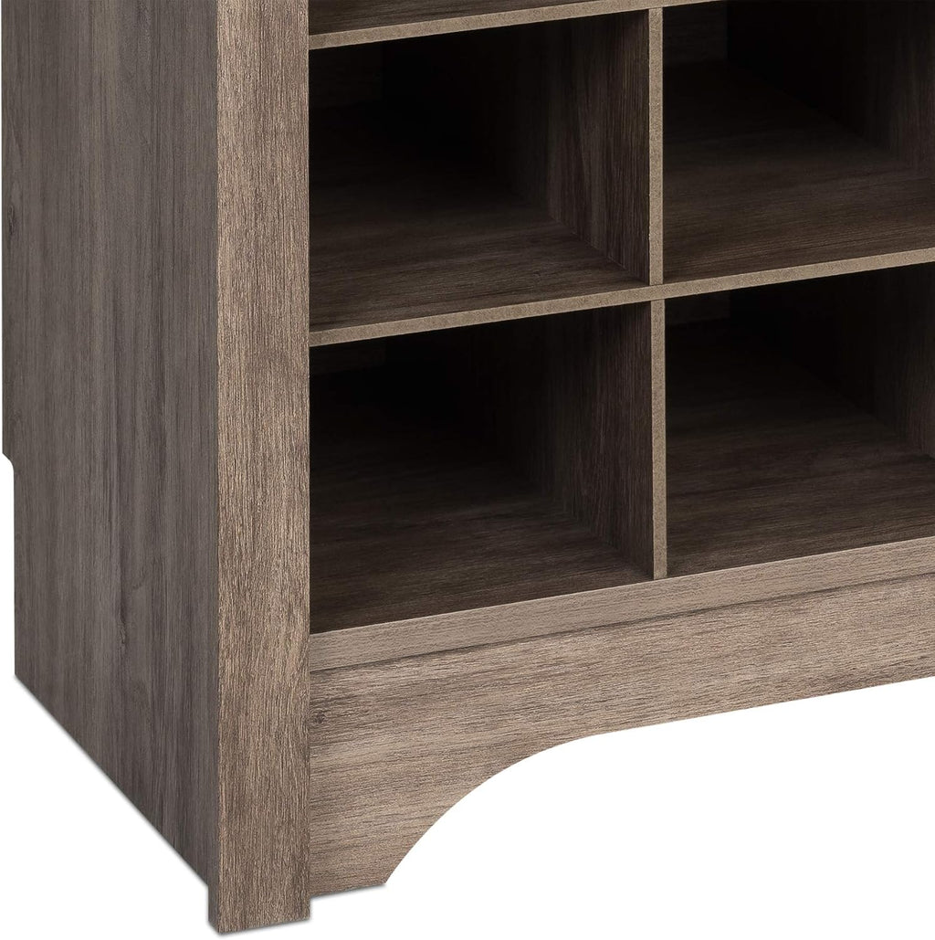 Prepac Gray Console Table, Shoe Cabinet, Storage Cabinet with 32 Shoe Cubbies and 4 Large Storage Cubbies 15.5" D x 60" W x 35" H