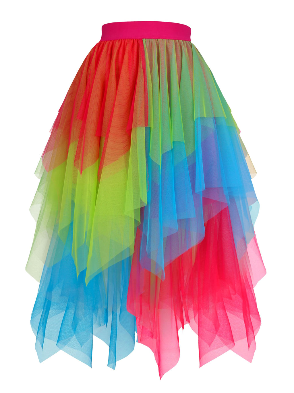 Hanpceirs Women's Tulle Skirts High Low Layered A-line Midi Skirt Irregular Tutu for Women