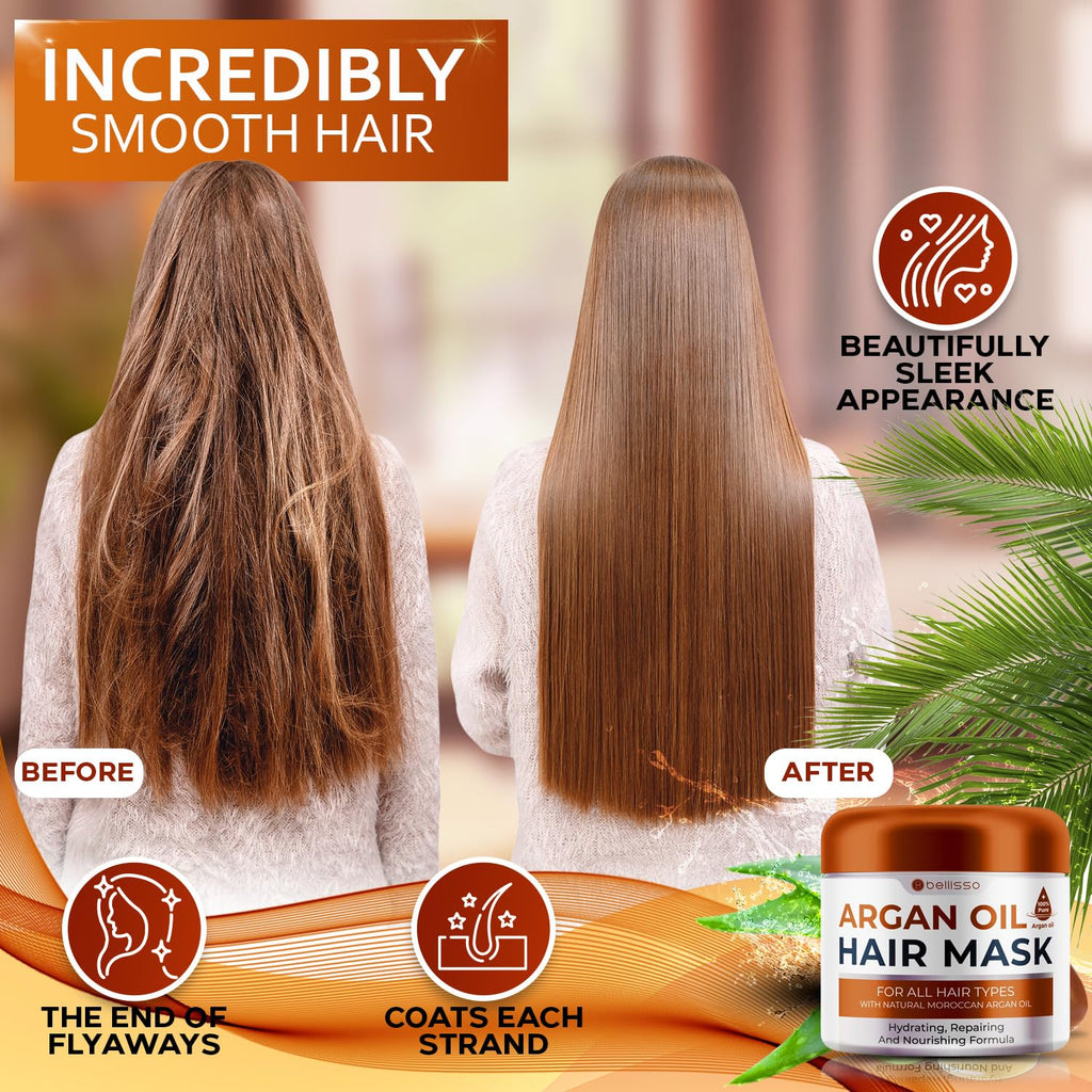 Apple Cider Vinegar Deep Conditioning Mask - Treatment for Dry Damaged Hair and Split End Repair - Sulfate Free Formula with Collagen, Keratin and Argan Oil - For Flaky Scalp and Dandruff Relief