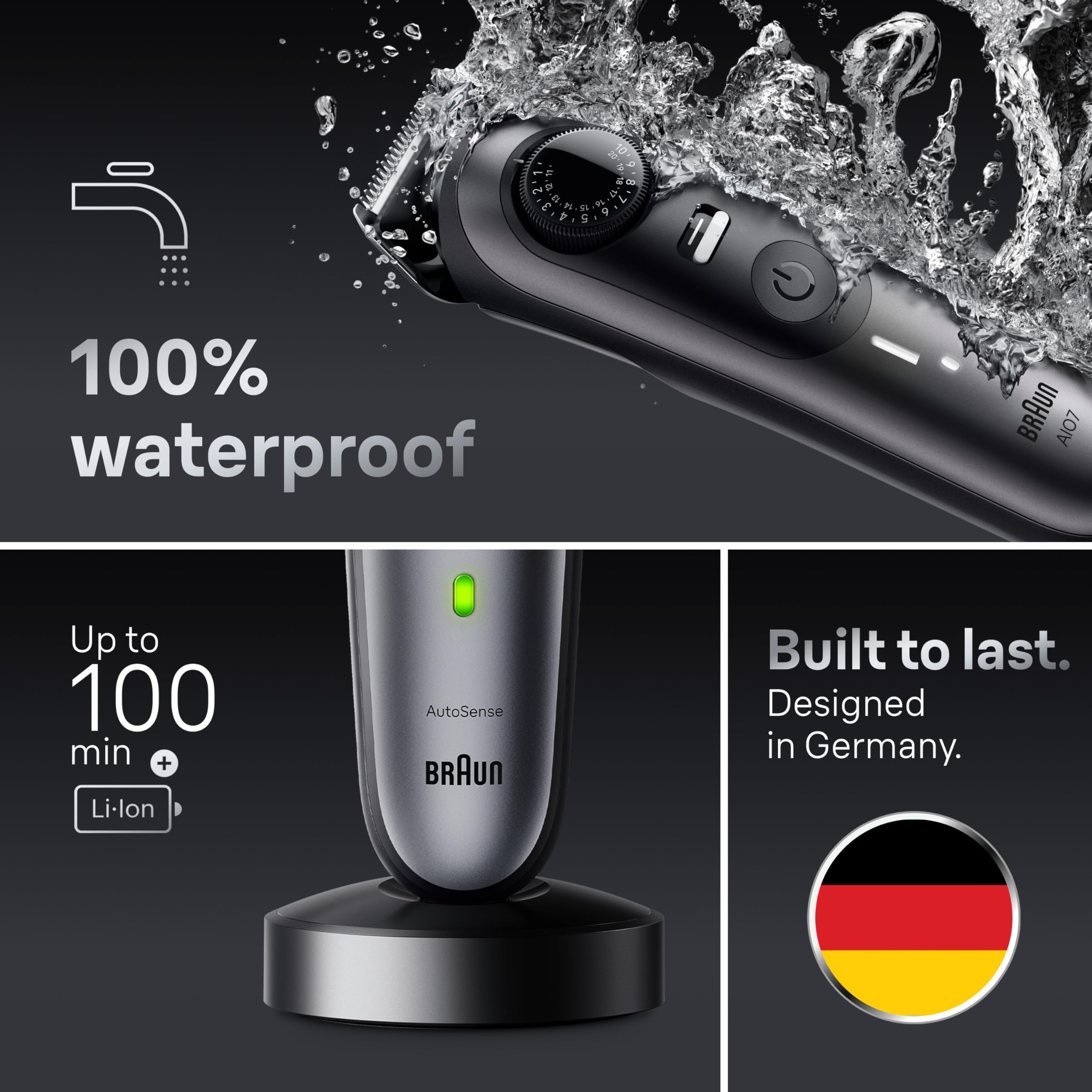 Braun All-in-One Style Kit Series 7 7410, 8-in-1 Trimmer for Men with Beard Trimmer, Body Trimmer for Manscaping, Hair Clippers & More, Sharpest Blade, 40 Length Settings, Waterproof