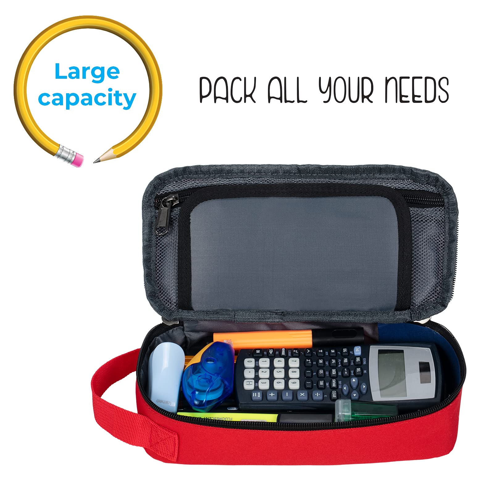 ECHSRT Large Pencil Case, Aesthetic Pen Pouch with Big Capacity, Minimalist Portable Stationery Bag with Handle for Office Organizer Aesthetic Pencil Cases
