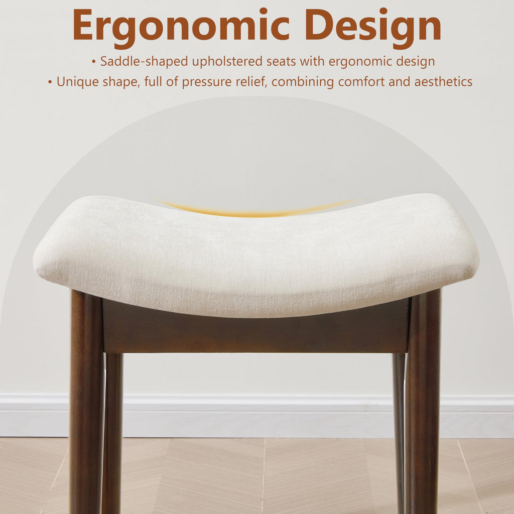 Royal Windsor Vanity Stool with Saddle Cushion, 18 Inch Makeup Vanity Chair for Living Room, Modern Foot Stool Ottoman Piano Bench,Small Upholstered Bench for Bedroom, Beige