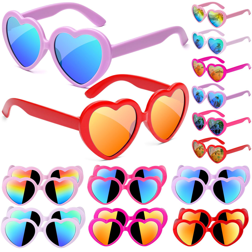 Kids Sunglasses Bulk, Kids Sunglasses Party Favors for Age 3-8, UV400 Protection Neon Kids Sunglasses Bulk for Boys Girls (12Pack-heart sunglasses)