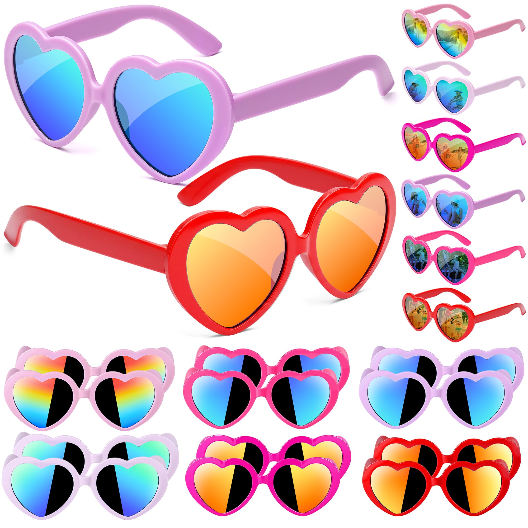 Kids Sunglasses Bulk, Kids Sunglasses Party Favors for Age 3-8, UV400 Protection Neon Kids Sunglasses Bulk for Boys Girls (12Pack-heart sunglasses)