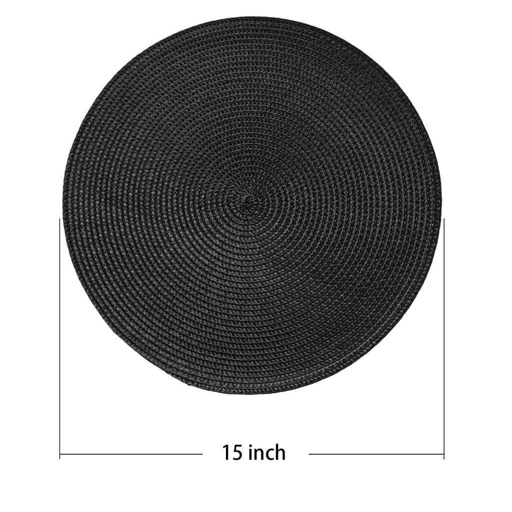AHHFSMEI Round Placemats Set of 6 Heat Resistant Washable Non-Slip Woven Braided Table Mats for Dining Table Kitchen & Home Decor (Beige)