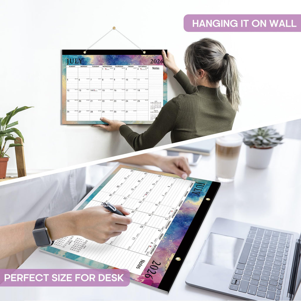 Desk Calendar 2026-2027, 21-Month Calendar Runs Until June 2027, Large 17" x 12" Monthly Desktop & Wall Calendar for Home & Office - Floral