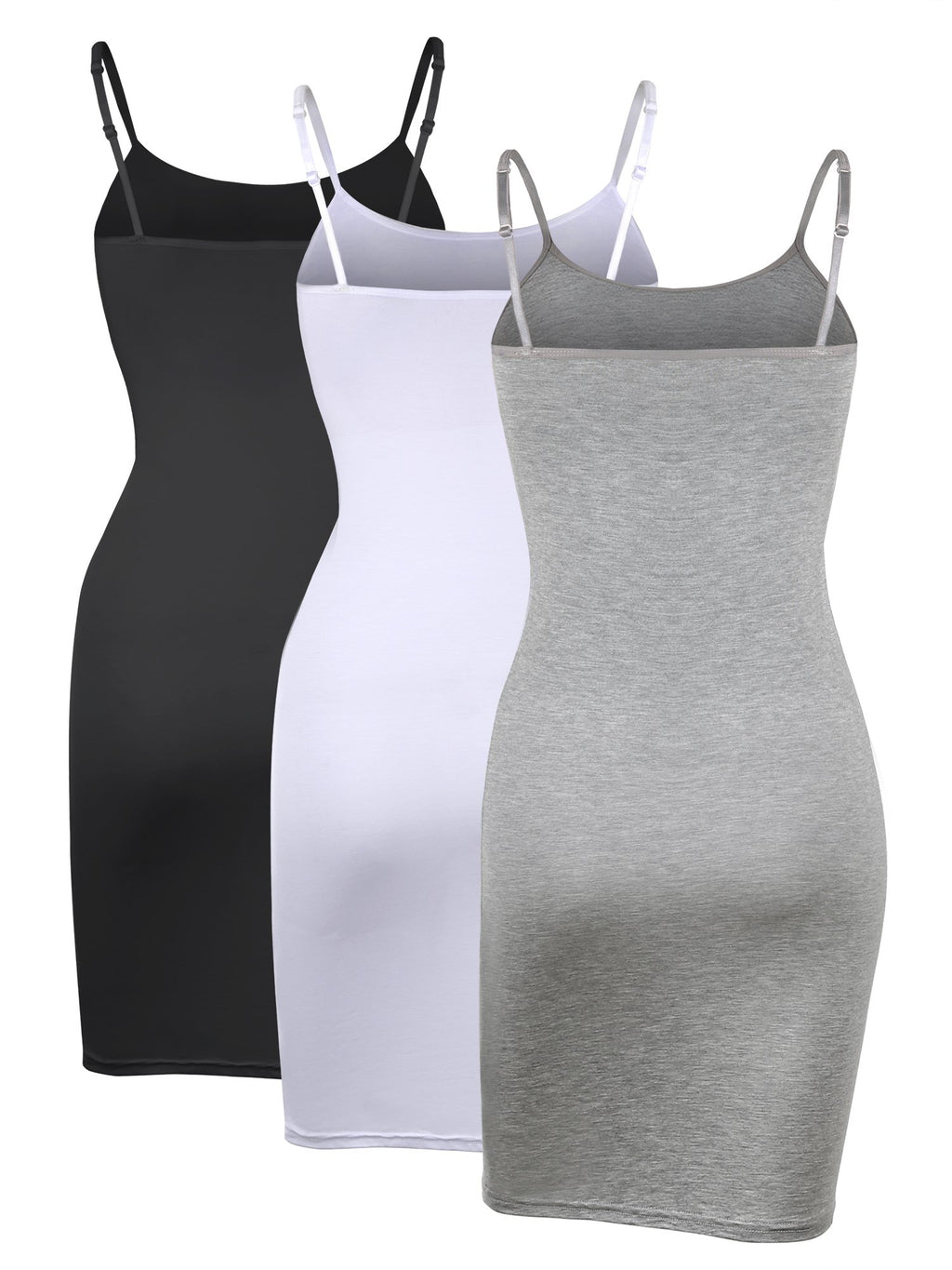 WILLBOND 3 Pieces Women's Basic Cami Long Tanks Dress Spaghetti Strap Slips for Under Dresses, Long Camisoles for Layering