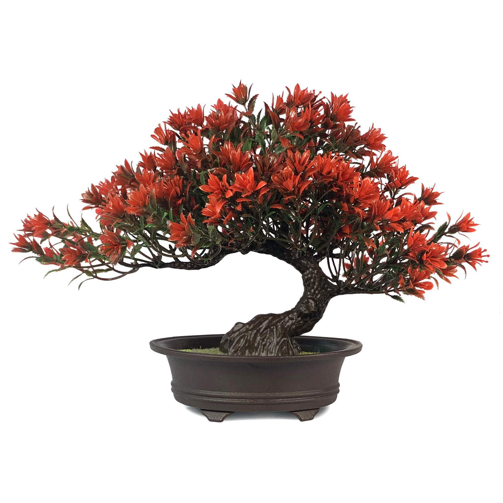 Small Fake Plants Desk Decor Artificial Bonsai with Pot, 9.5" Tall, Green