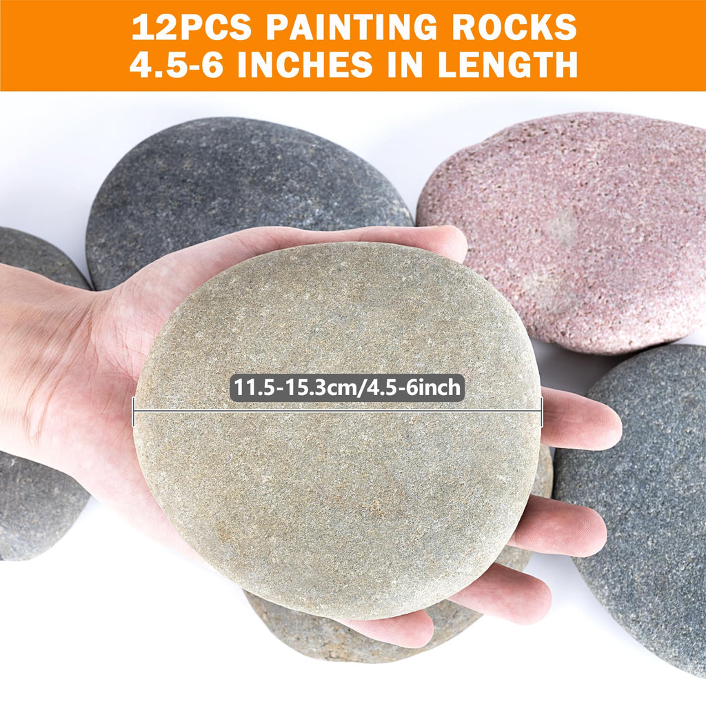 River Rocks for Painting 10 Pcs Large 2-3 Inch Flat Smooth Painting Stones Craft Rock to Paint for Kids Crafts Painting Bulk