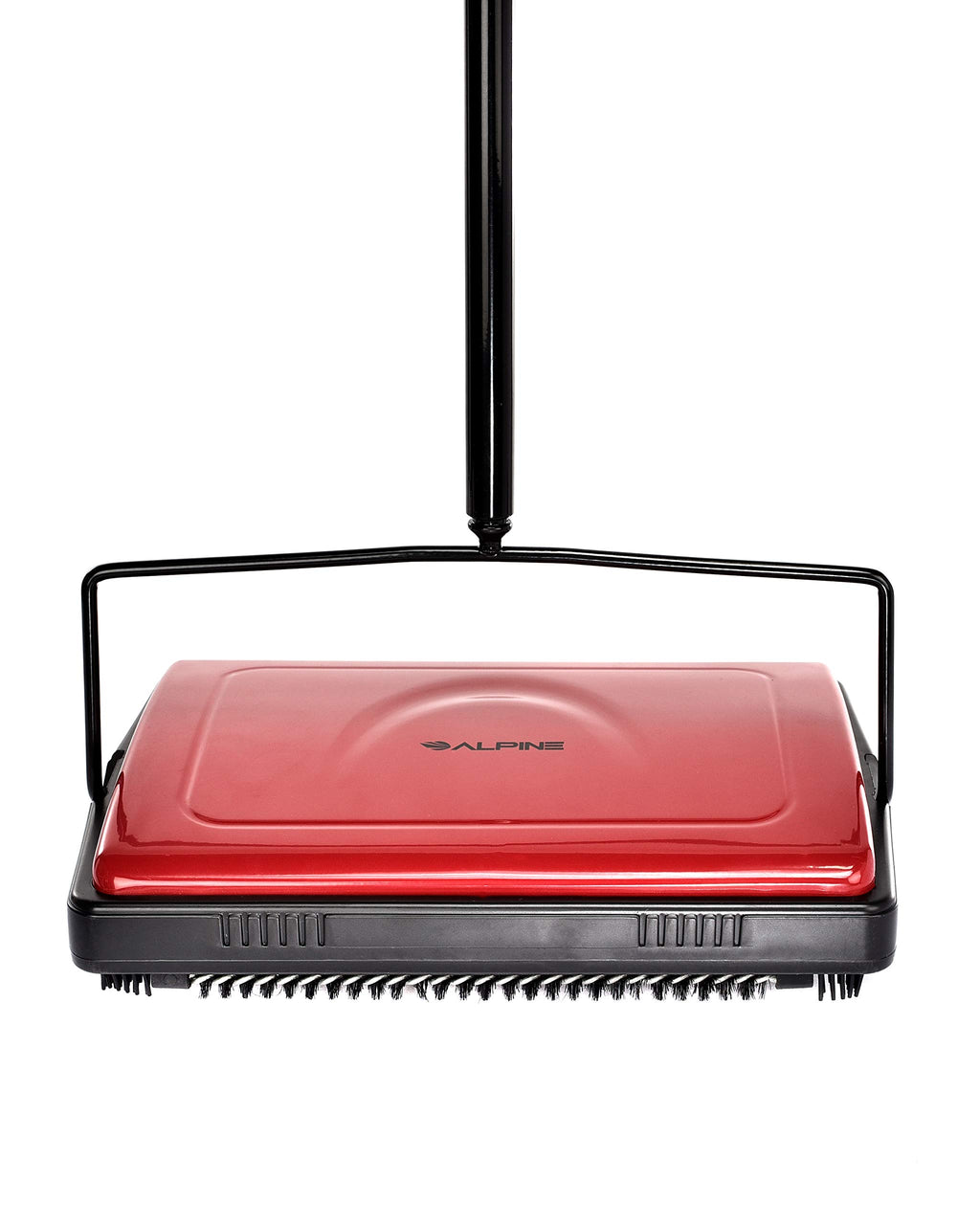 Alpine Manual Carpet Sweeper Triple Brush – Cordless Non Electric Multi-Surface Floor Brush Hardwood Floor Cleaner Easy Sweeping for Carpeted Floors (Improved Black)