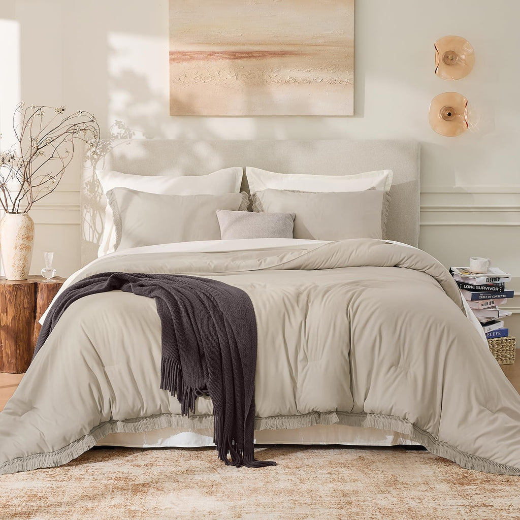 Andency Comforter Full Size Set Burnt Orange, 3 Pieces Boho Terracotta Winter Lightweight Bedding Comforter Sets, All Season Rust Tassel Bed Set (79x90In Comforter & 2 Pillowcases)