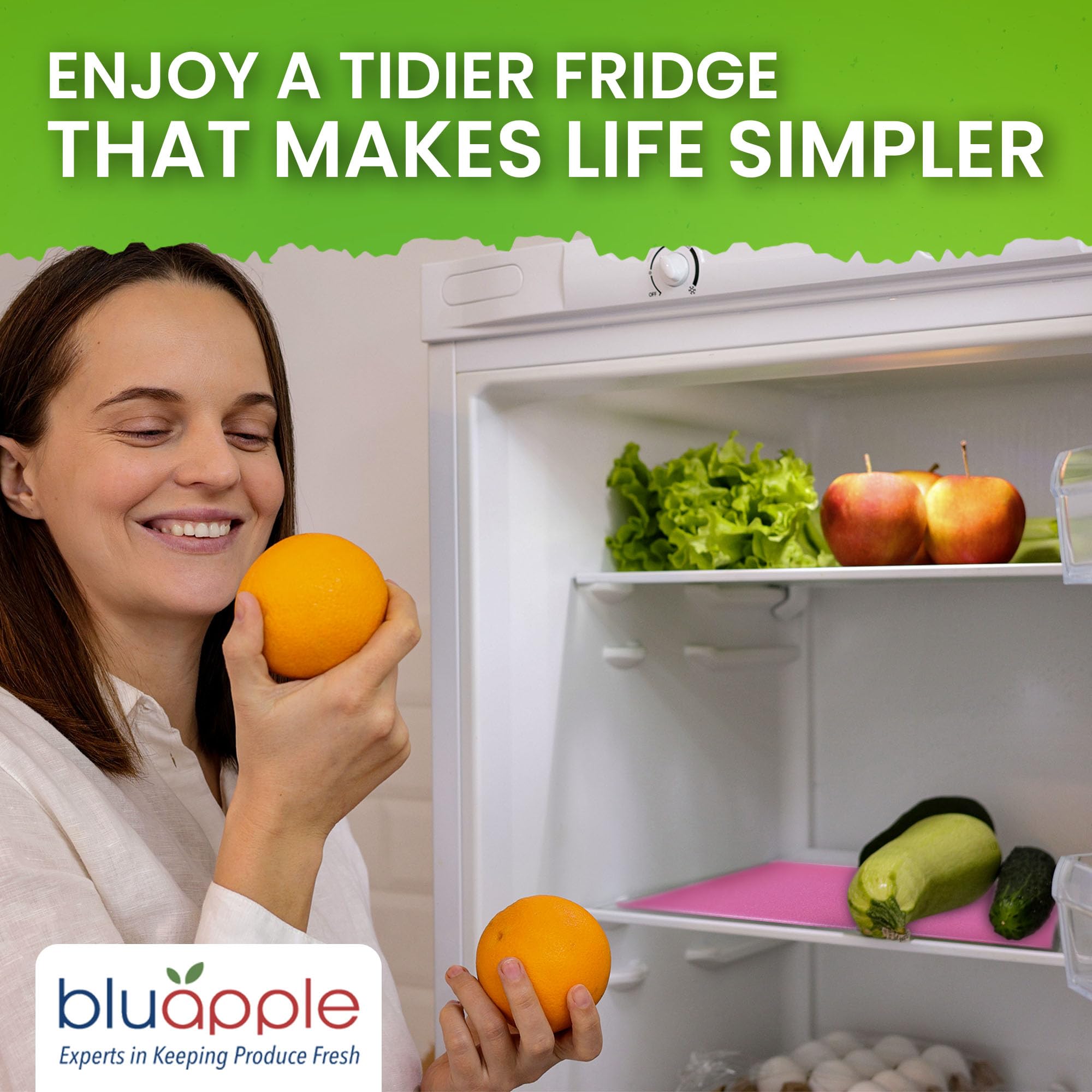 Bluapple FreshMats, Refrigerator Bin Liner, Fridge Drawer Mats, Crisper Life Extender Liner Keeps Produce Fresh Longer, Anti-Bruising, for Air Circulation, Washable & Reusable (4-Mats, 12x15, Black)