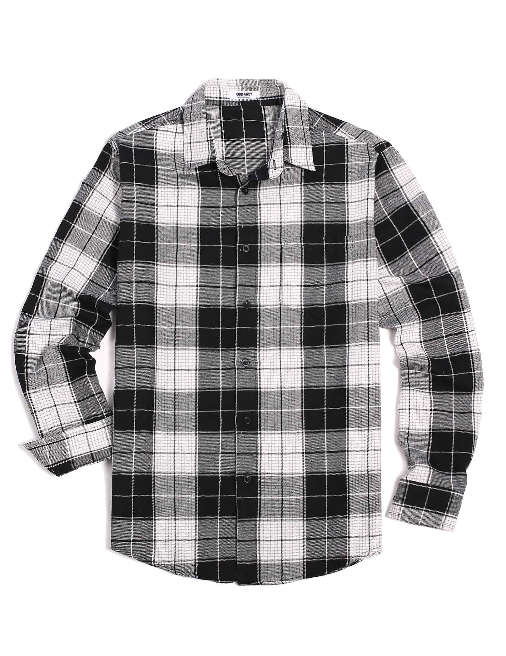COOFANDY Mens Flannel Shirts Long Sleeve Button Down Shirt with Pocket Casual Shirts Work Shirts for Men