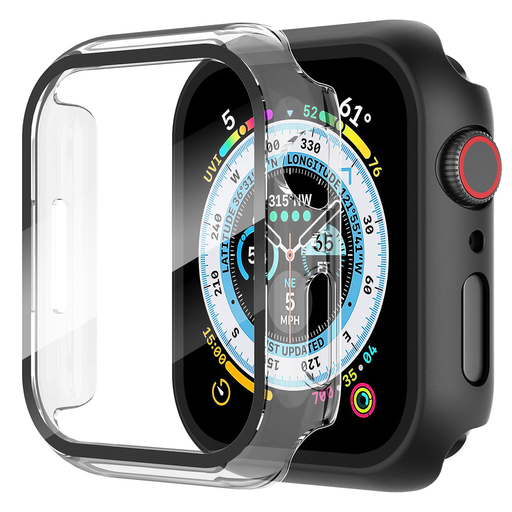 Diruite 2-Pack for Apple Watch Series 3/2/1 38mm Case, Ultra-Thin All-Around Tempered Glass Screen Protector Protection Cover for iWatch 38mm - Black