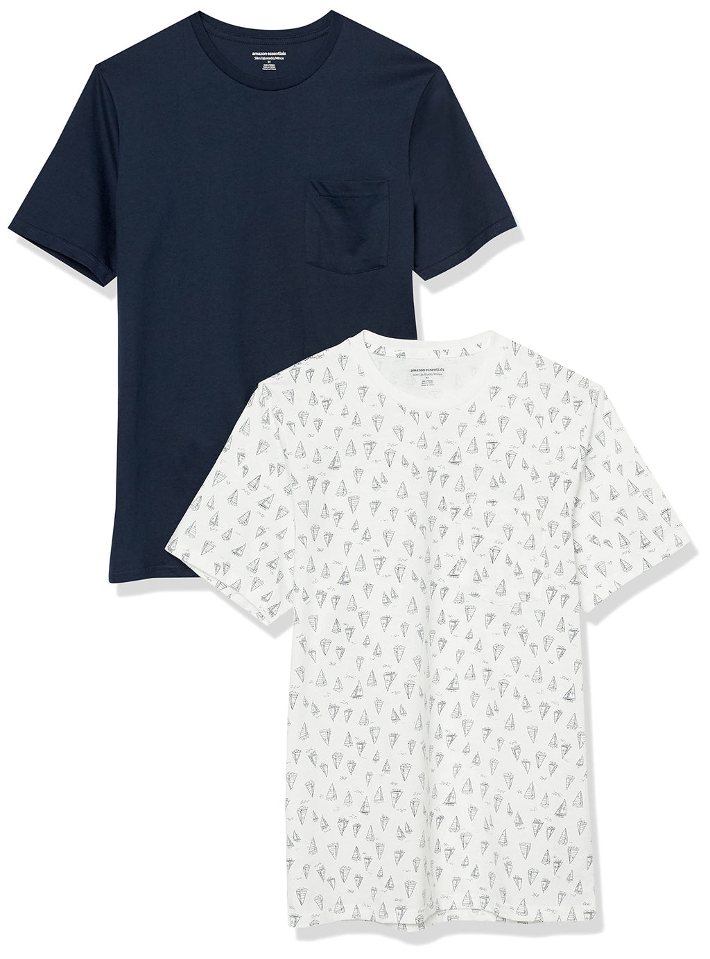 Amazon Essentials Men's Short-Sleeve Crewneck Pocket T-Shirts, Pack of 2