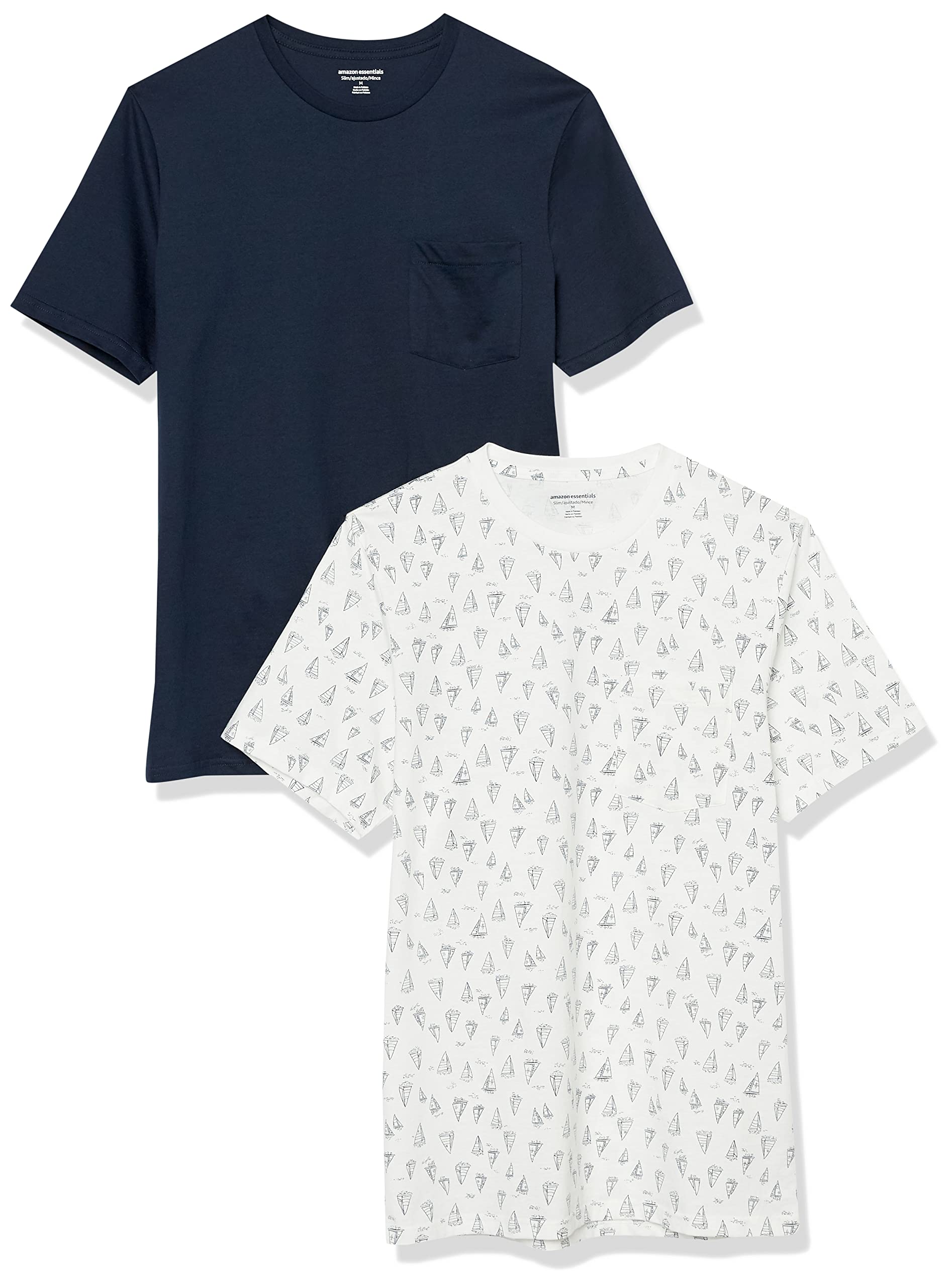 Amazon Essentials Men's Short-Sleeve Crewneck Pocket T-Shirts, Pack of 2