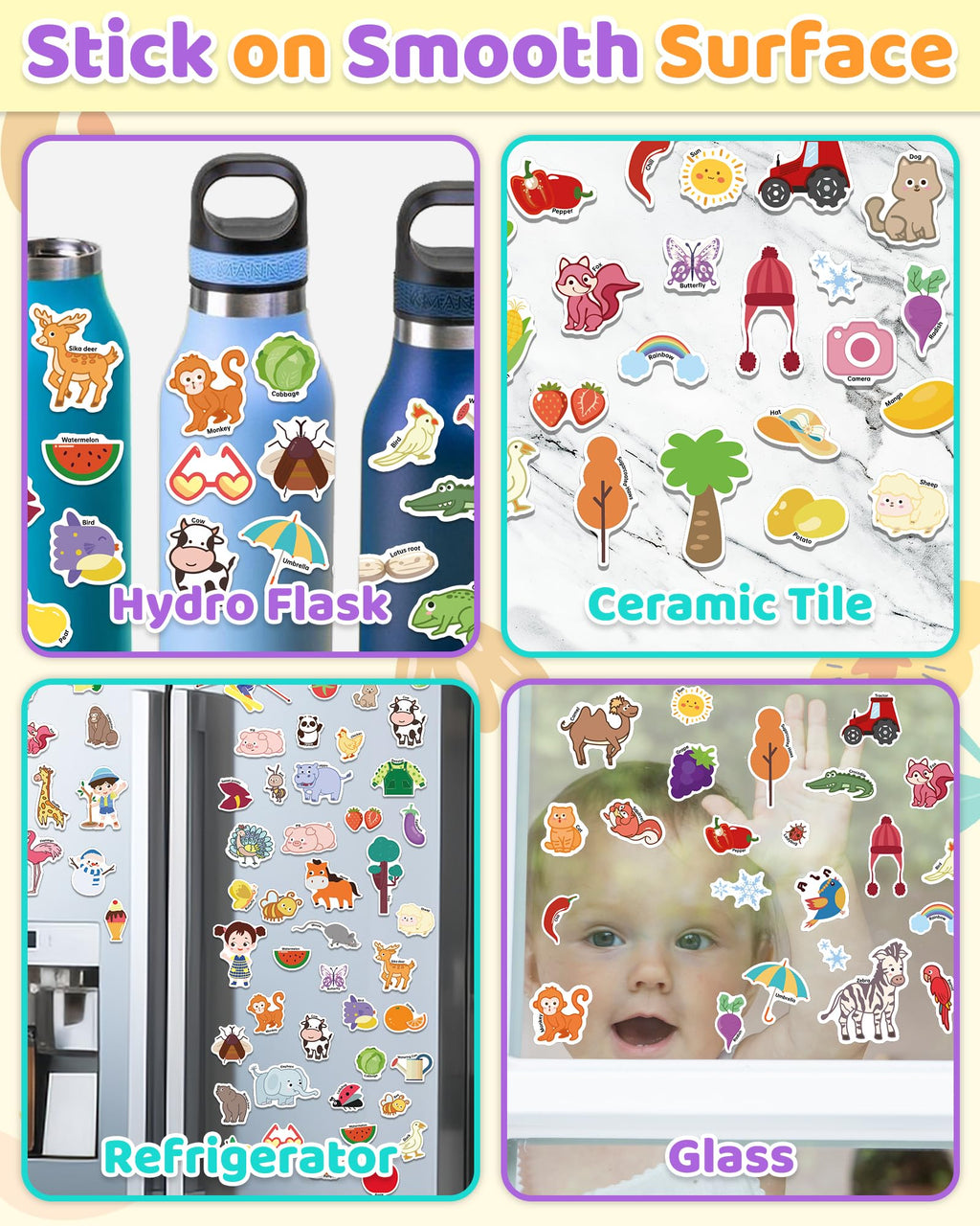 Benresive Reusable Sticker Book for Toddlers, Stickers for Kids, Travel Toys for Arts & Crafts Activities, Birthday Gift for Boys & Girls, Animals Dinosaurs Insects Themes