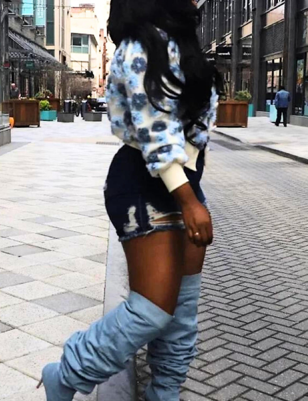Womens Cropped Floral Print Jacket Warm Fleece Bomber Jacket Casual Button Down Coats Fall Puff Outerwears
