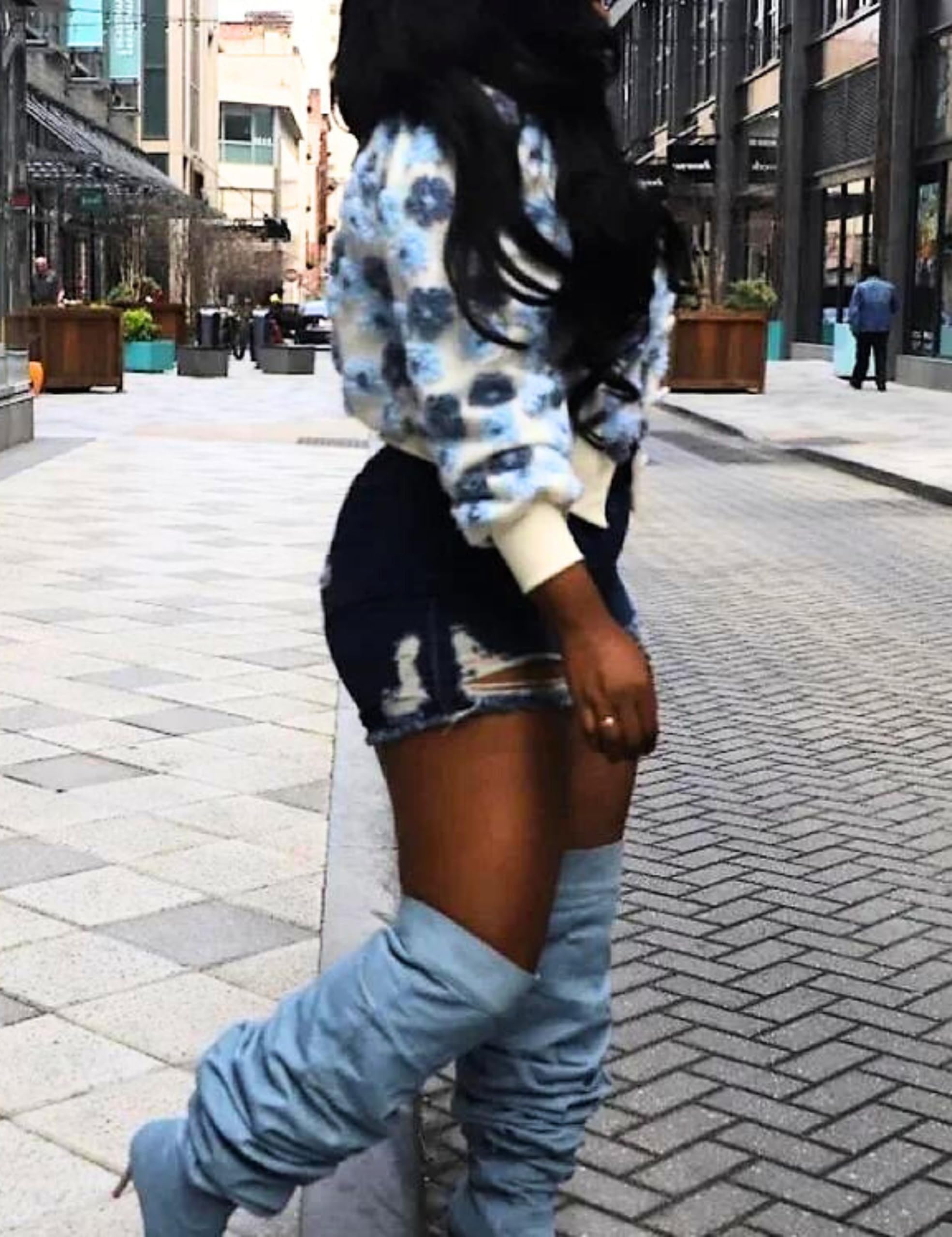 Womens Cropped Floral Print Jacket Warm Fleece Bomber Jacket Casual Button Down Coats Fall Puff Outerwears