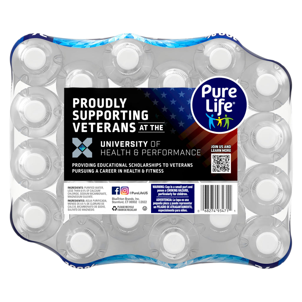 Pure Life, Purified Water, 16.9 Fl Oz, Plastic Bottled Water, 24 Pack