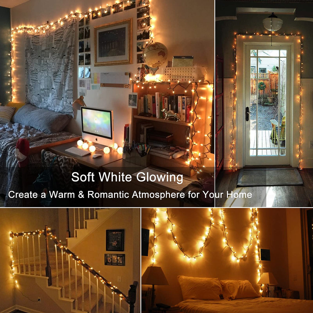 Brizled Christmas Lights, 600 Count 139.2ft Incandescent Mini Lights, Connectable 120V UL Certified for Xmas Wedding Bedroom Porch Decor, White Wire, Warm White