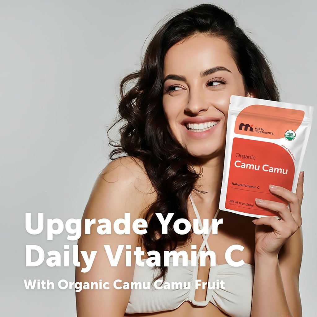 Micro Ingredients Organic Camu Camu Powder, 12 oz | Freshly Harvested Berry Source | Source of Naturally Occurring Vitamin C | Non-GMO, Vegan Friendly