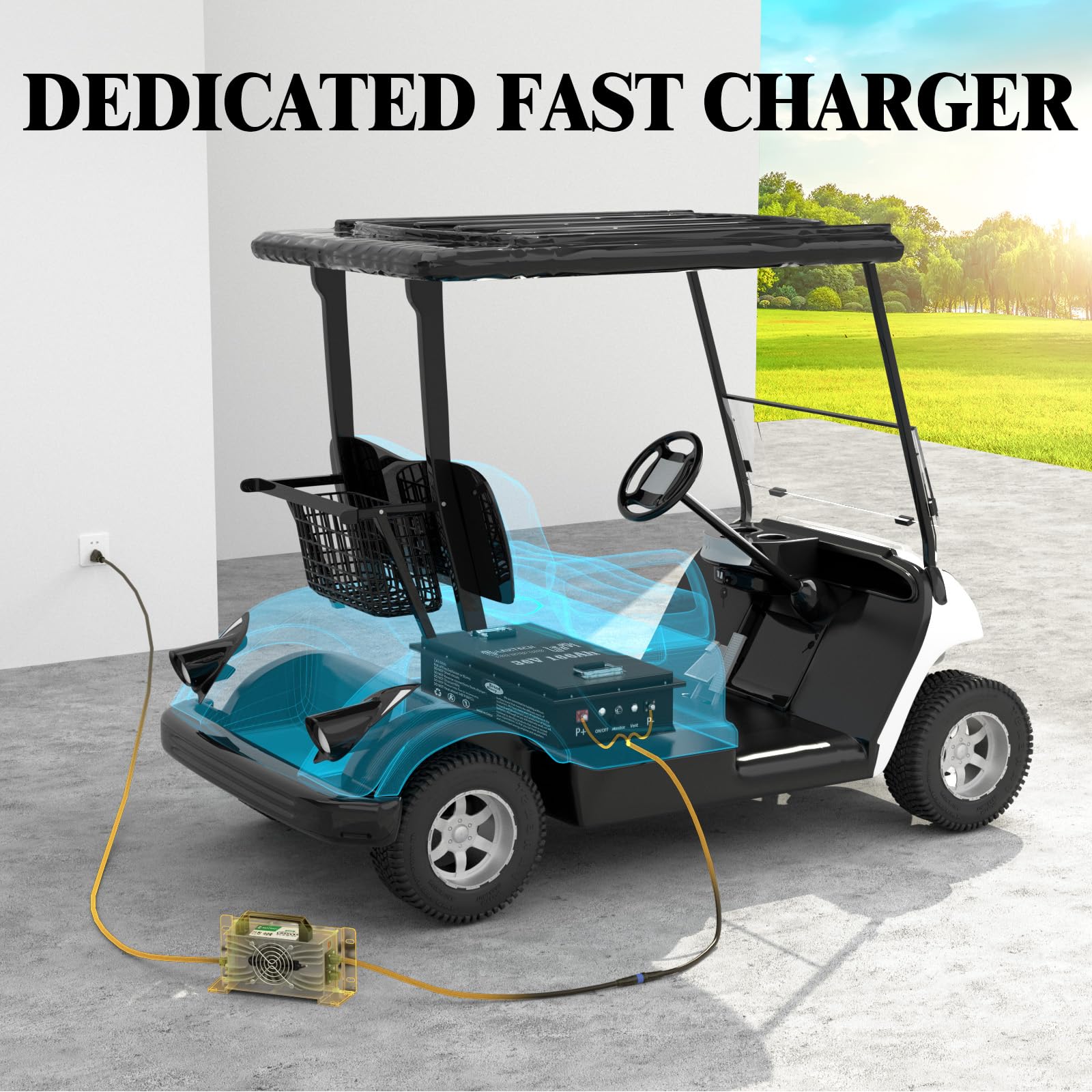 36V 100Ah LiFePO4 Lithium Golf Cart Battery with Charger, Built-in Smart 200A BMS, with Touch Monitor, Perfect for Golf Carts, Off-grid
