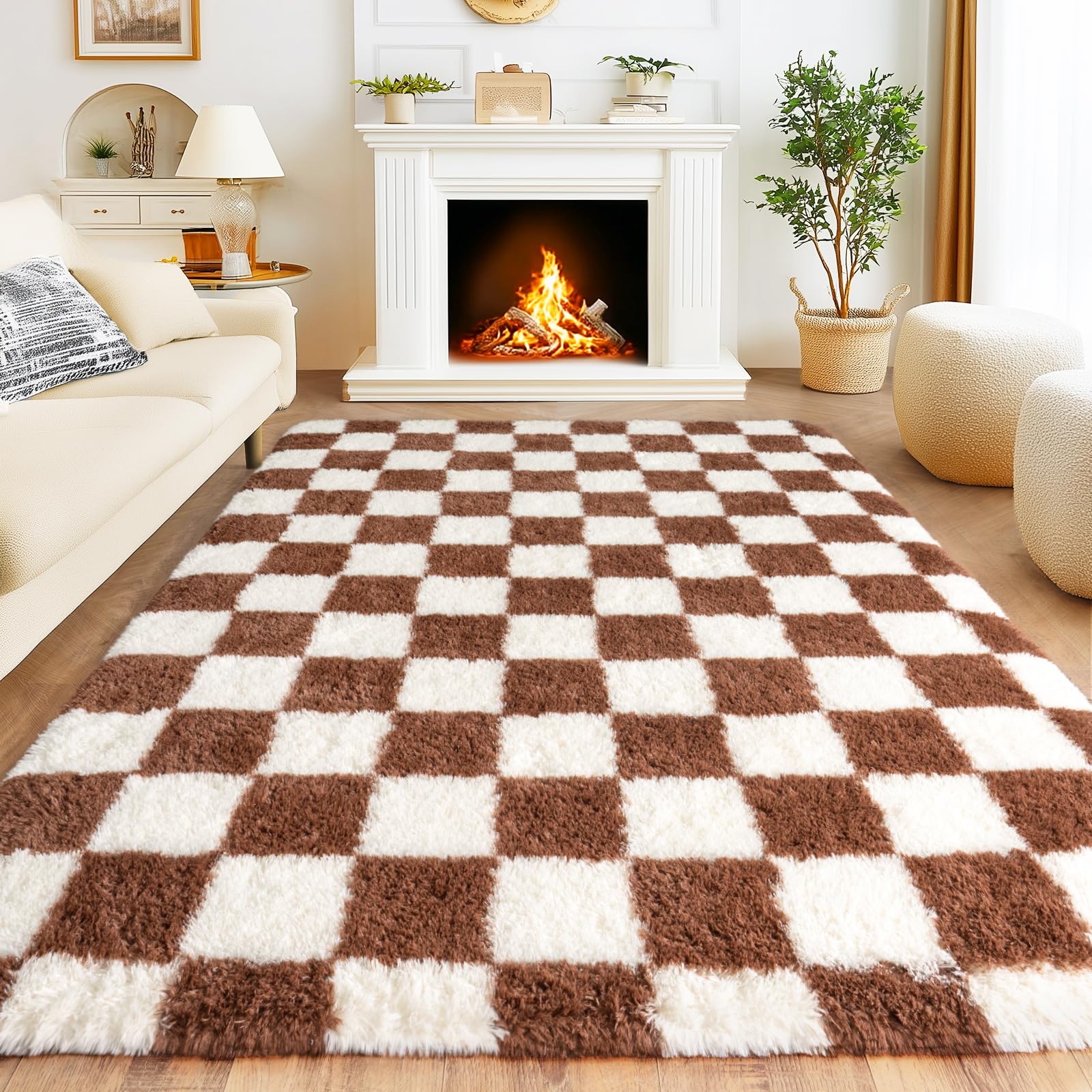 Awaytail Fluffy Rug Washable 2x3 Feet, Pure Black Desk Chair Rug Non-Slip, Super Soft Kids Rug for Boys Nursery Dorm Decor
