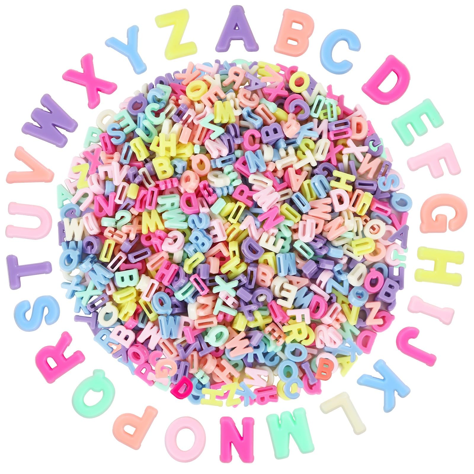 Augshy 700PCS White Letter Beads Alphabet Beads for Making DIY (6mm) | Premium Acrylic Cube Shape, Ideal Bracelets and Keychains, Large Hole Design for Easy Paracord Threading