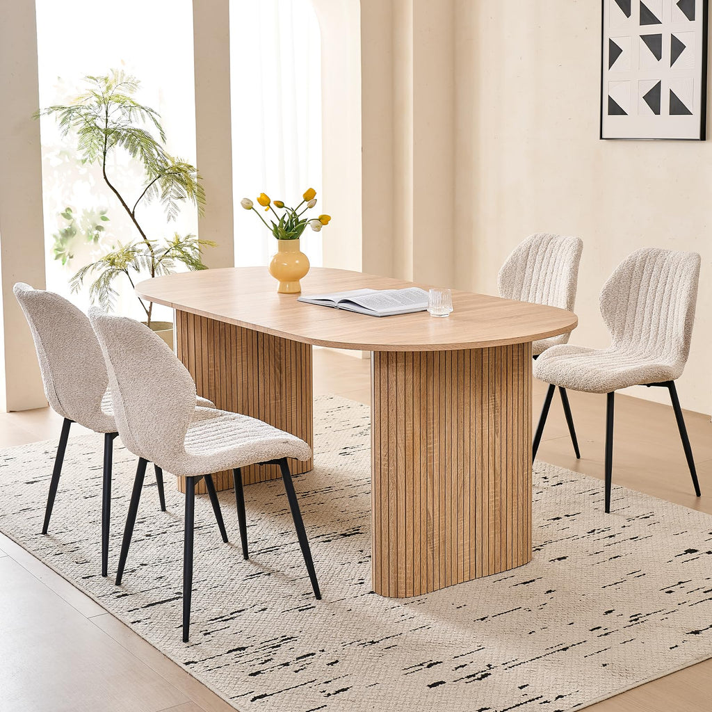 70.8" Oval Table for 4 6 Person, Modern Farmhouse Kitchen Dinner Table for Living Receiption Room, Black