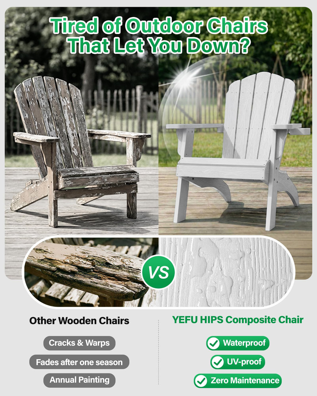 YEFU Oversized Plastic Adirondack Chair Set of 2 with Cup-Holder (Large Dual-Purpose), Weather Resistant, Poly Lumber Outdoor Chairs Duty Rating Widely Used in Patio, Lawn, Outside, Deck Chairs-Black