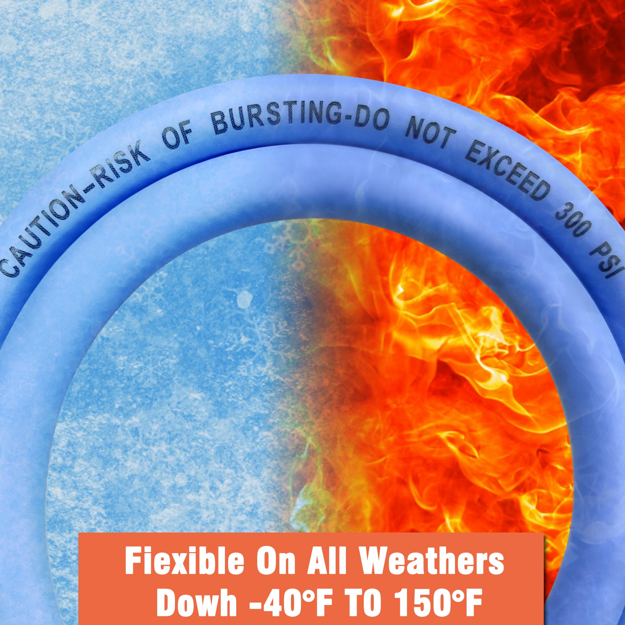 Air Compressor Hose 1/2 in, 300 PSI Heavy Duty Hybrid Air Hose with Quick Coupler and Plug Kit, Lightweight, Kink Resistant, All Weather Flexibility with Bend Restrictors, 6 Feet