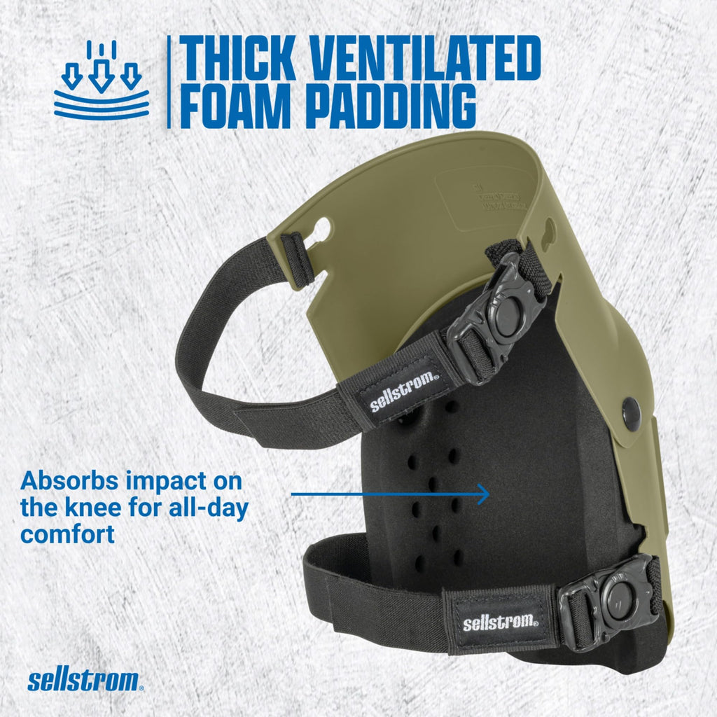 Sellstrom Rodilleras profesionales Ultra Flex III KneePro para hombres y mujeres con amortiguación de espuma de triple capa, carcasa exterior de servicio pesado, clips de velocidad - para trabajos de