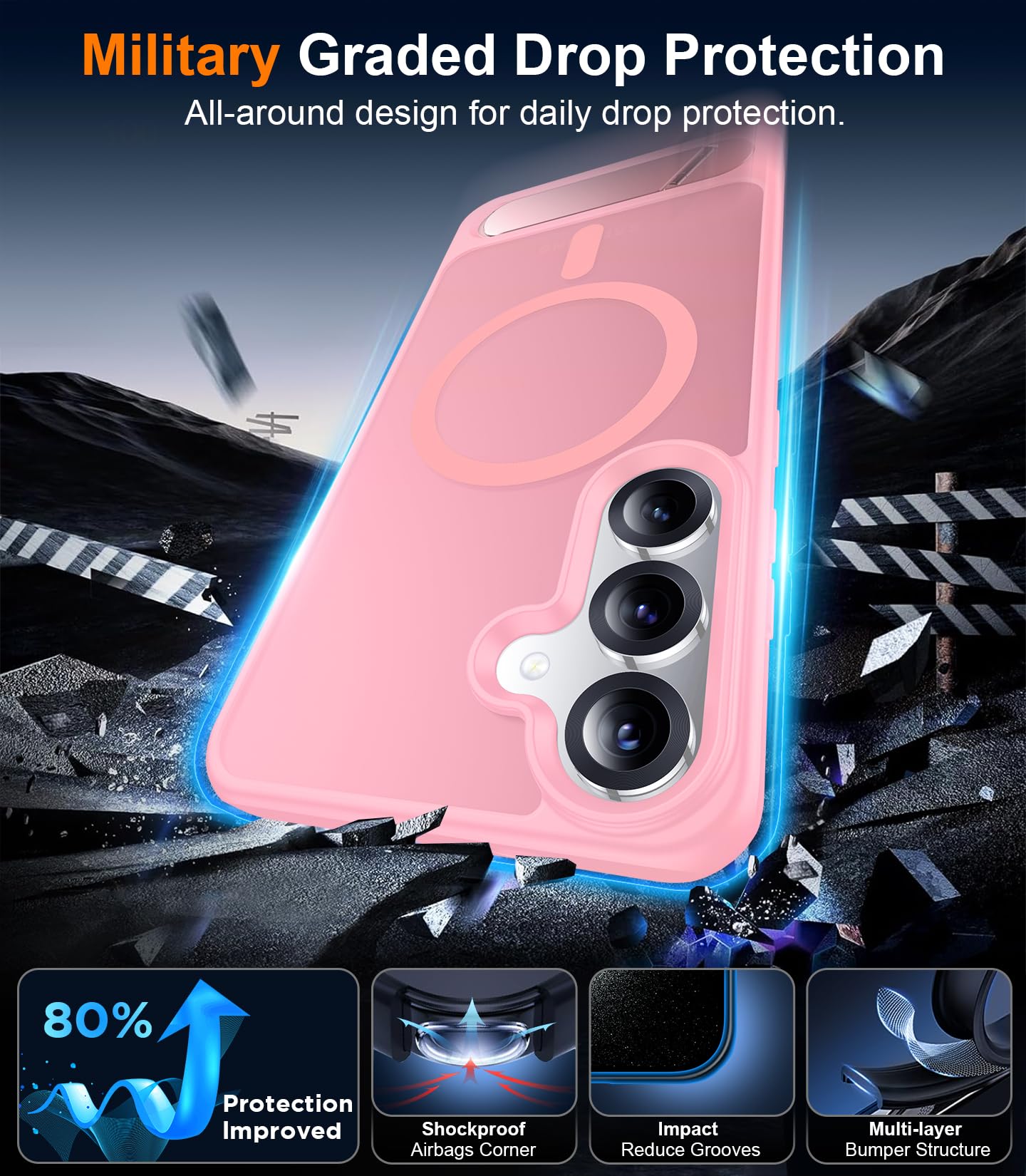 for Samsung Galaxy Z Fold 8 Case,[Compatible with MagSafe][Built-in HD Screen Protector & Kickstand][Hinge Protection]Translucent Matte Full-Body Shockproof Phone Case for Galaxy Z Fold 8,Black