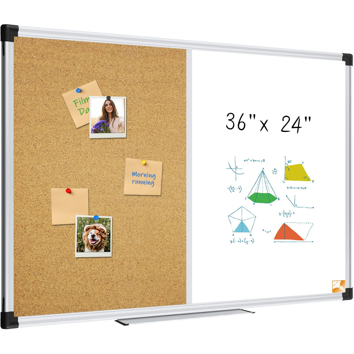XBoard 24 x 18 Inch Wall-Mounted Office Cork Board, Notice Bulletin Board with Aluminum Frame