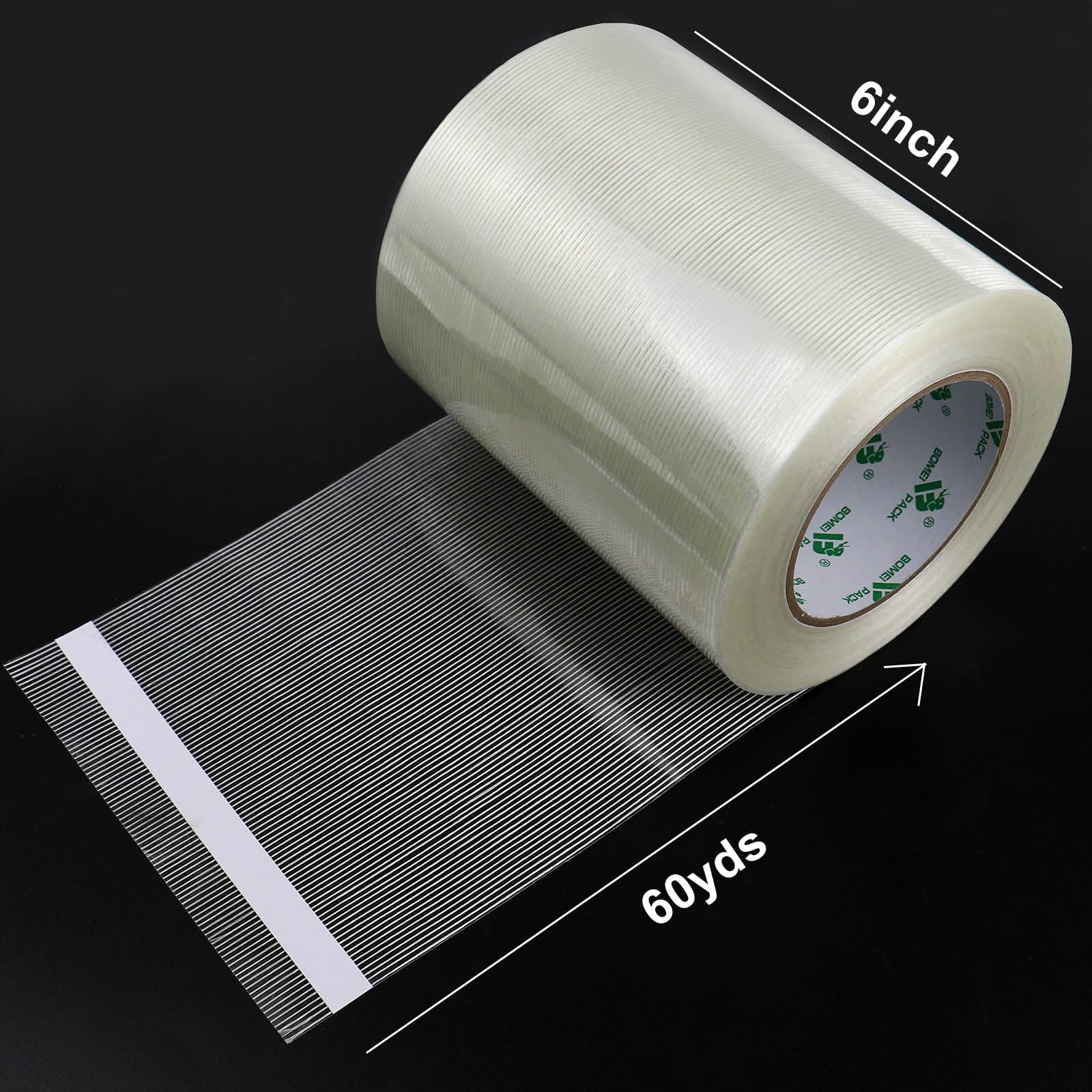 BOMEI PACK Wide Strapping Tape, 4Inch Heavy Duty Reinforced Packing Tape, Fiberglass Filament 60yds 5.5Mil